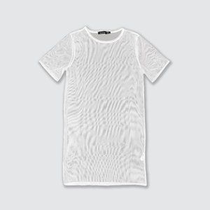 boohoo Mesh See Through T-shirt Dress - White